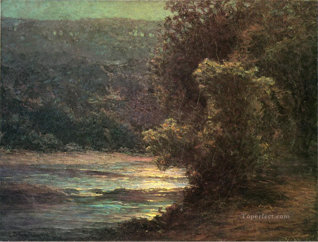 Moonlight on the Whitewater landscape John Ottis Adams Oil Paintings